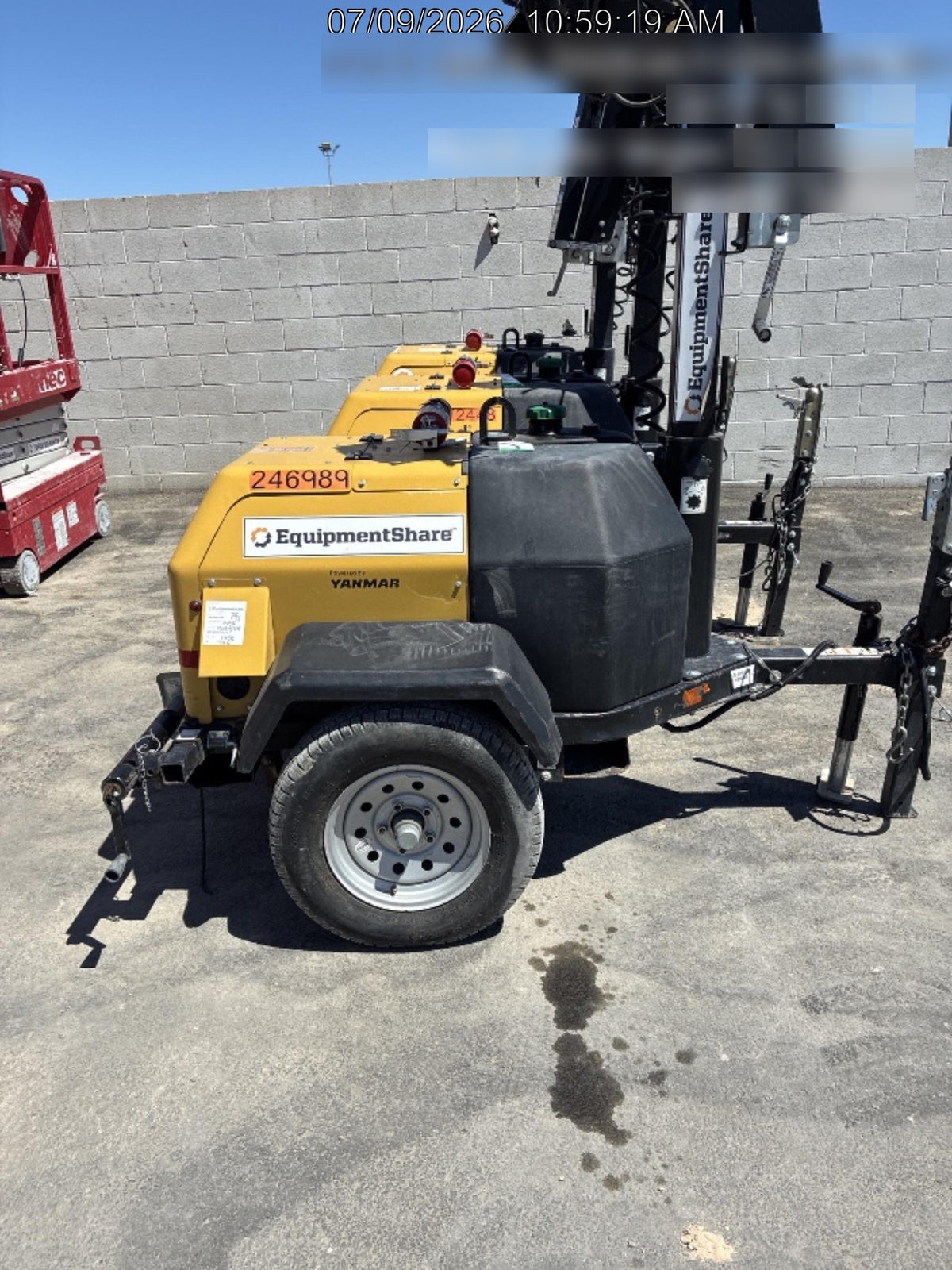 2022 Allmand NLV3GR (4) LED Light Fixture 350W, 23' Vertical Mast, 3kW Prime, Towable, ES Decals, T3