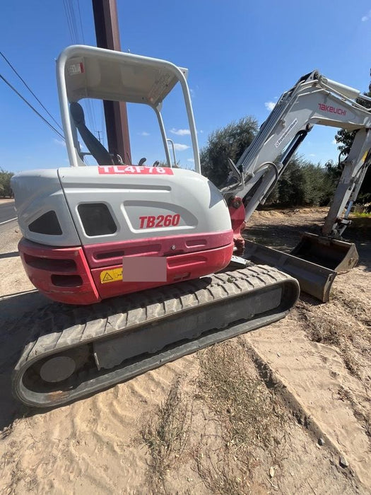 2019 Takeuchi TB260 Canopy, Standard Blade, Auxiliary hydraulics Manual QC, Hydraulic thumb, 12" ,18", 24" Bucket