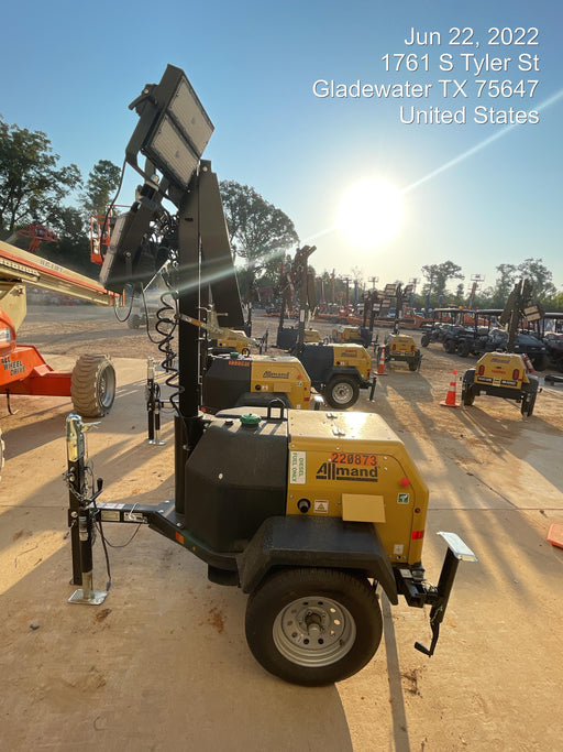 2022 Allmand NLV3GR (4) LED Light Fixture 350W, 23' Vertical Mast, 3kW Prime, Towable, Deep Sea L401, Leveling Jacks, Yanmar T4F 5.8hp