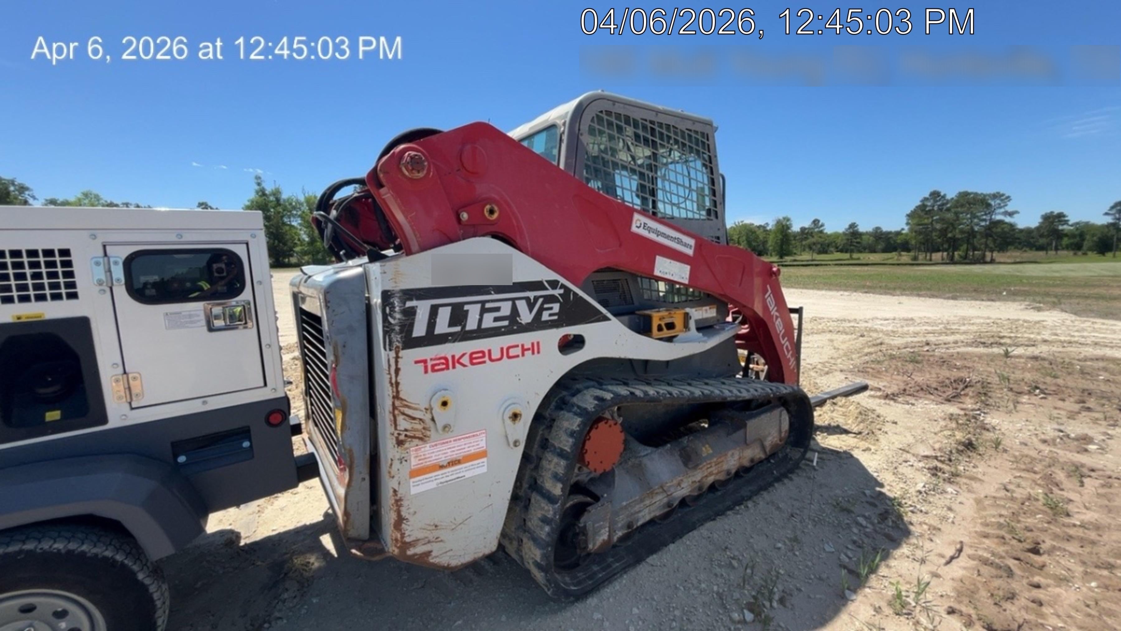 2019 Takeuchi TL12V2C ROPS/FOPS Cab, Heat/AC, Defroster, Rubber Tracks, Back-up Alarm, Front & Rear Working Lights, Auxiliary Hydraulics, Two-Speed Travel, Electronic Monitoring System, Hydraulic Universal Quick Hitch w/80" HD Smooth Dirt Bucket with Bolt-on Edge, 24.0 cu ft. Capacity