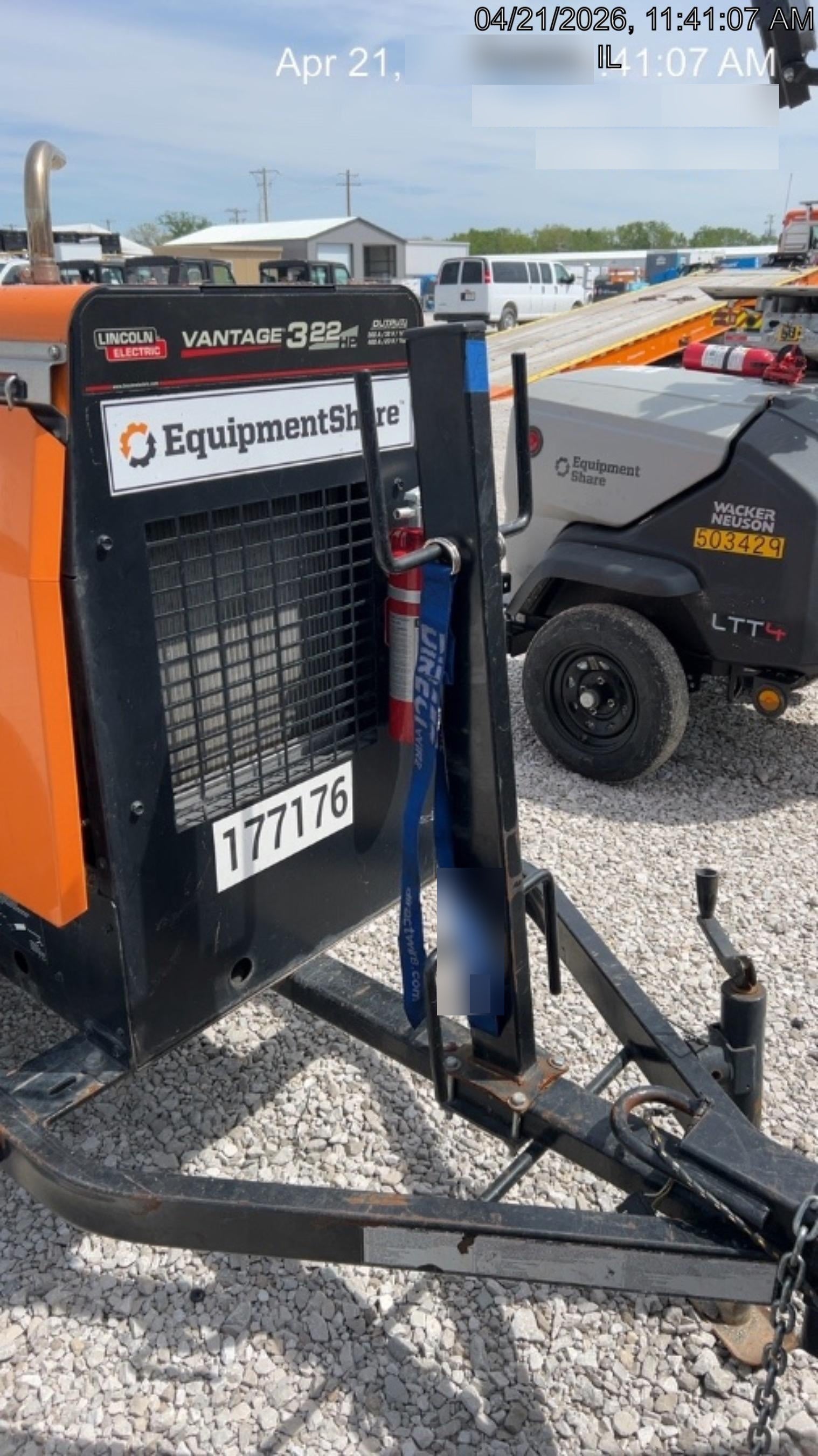 2021 Lincoln Electric Vantage 322 Vantage 322 Ready Pak 3 w/ Decals, ORANGE (includes trailer, cable rack, fender light kit) NO Telematics