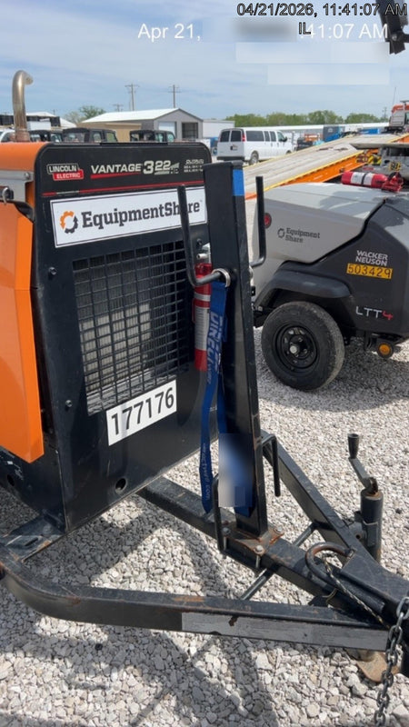 2021 Lincoln Electric Vantage 322 Vantage 322 Ready Pak 3 w/ Decals, ORANGE (includes trailer, cable rack, fender light kit) NO Telematics