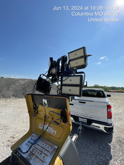 2022 Allmand NLV3GR (4) LED Light Fixture 350W, 23' Vertical Mast, 3kW Prime, Towable, Deep Sea L401, Leveling Jacks, Yanmar T4F 5.8hp