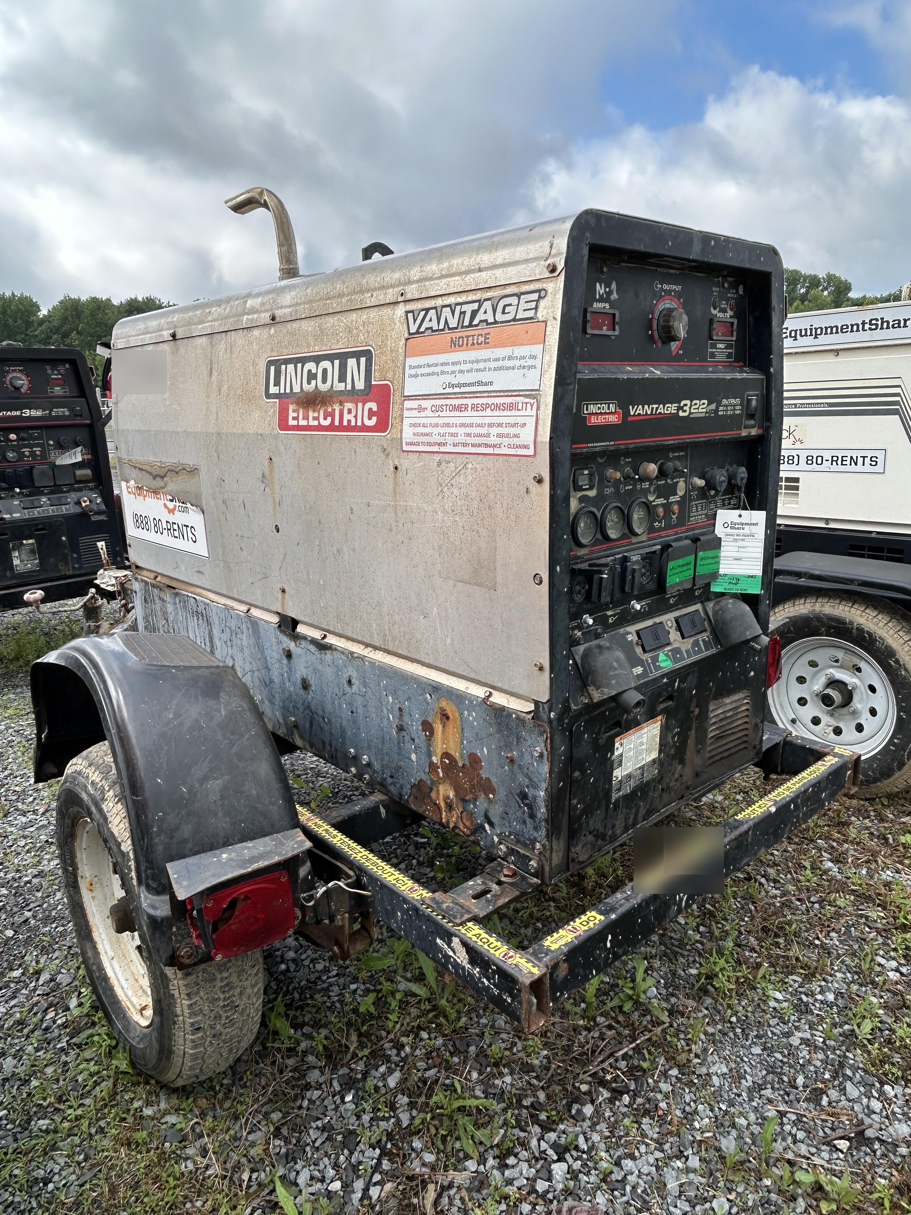 2018 Lincoln Electric Vantage 322 Lincoln Vantage 322 Welder Ready Pak 3 - Vantage 322, Trailer, Fender and light kit, Cable rack