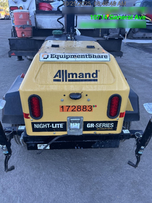 2021 Allmand NLV3GR (4) LED Light Fixture 350W, 23' Vertical Mast, 3kW Prime, Towable, Deep Sea L401, Leveling Jacks, Yanmar T4F 5.8hp