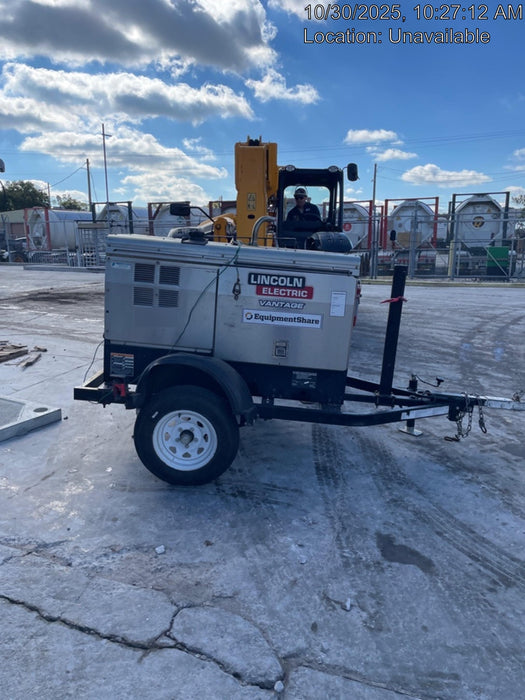 2019 Lincoln Electric Vantage 322 Welder Ready-Pak 3, Two wheel trailer, Fender and Light kit, Cable Rack
