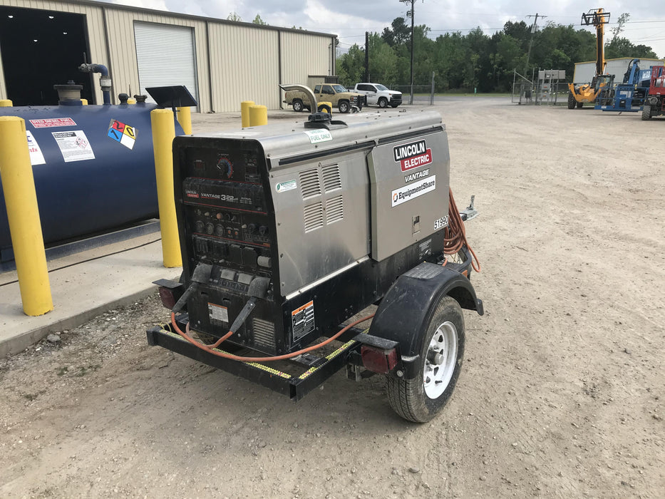 2019 Lincoln Electric Vantage 322 Welder Ready-Pak 3, Two wheel trailer, Fender and Light kit, Cable Rack