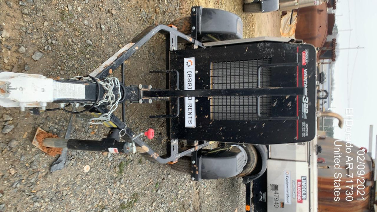 2019 Lincoln Electric Vantage 322 Ready-Pak 3, Two Wheel Trailer, Fender and Light Kit, Cable Rack