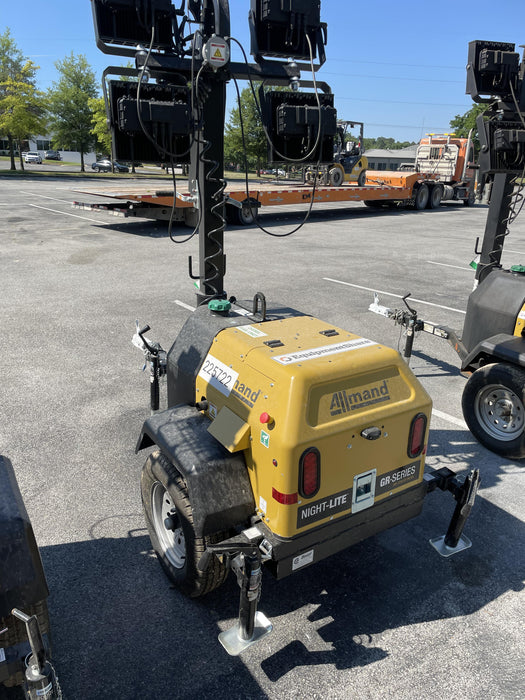 2022 Allmand NLV3GR (4) LED Light Fixture 350W, 23' Vertical Mast, 3kW Prime, Towable, Deep Sea L401, Leveling Jacks, Yanmar T4F 5.8hp