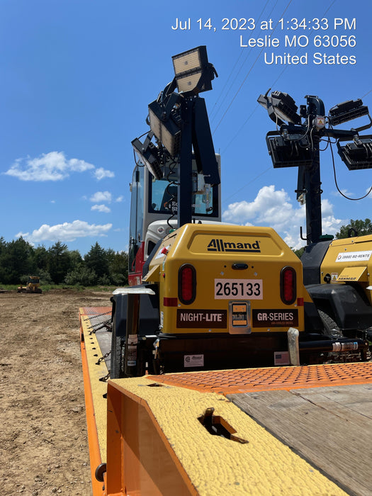 2022 Allmand NLV3GR (4) LED Light Fixture 350W, 23' Vertical Mast, 3kW Prime, Towable, ES Decals, T3