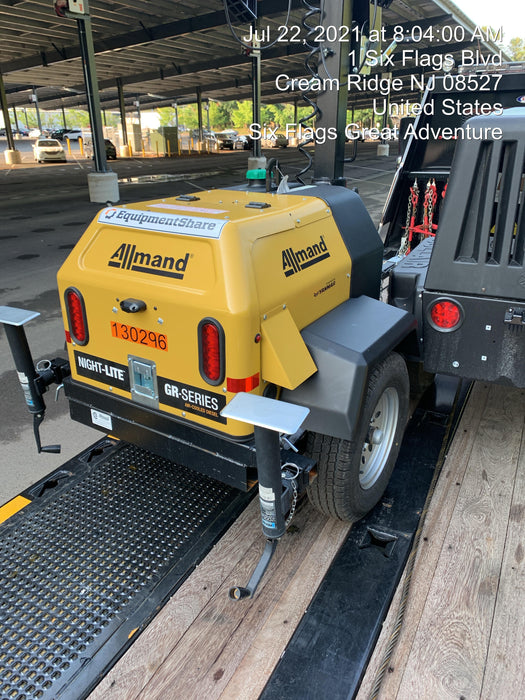 2021 Allmand NLV3GR (4) LED Light Fixture 350W, 23' Vertical Mast, 3kW Prime, Towable, Deep Sea L401, Leveling Jacks, Yanmar T4F 5.8hp