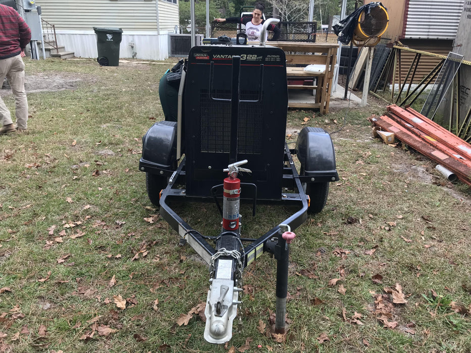 2019 Lincoln Electric Vantage 322 Welder Ready-Pak 3, Two wheel trailer, Fender and Light kit, Cable Rack