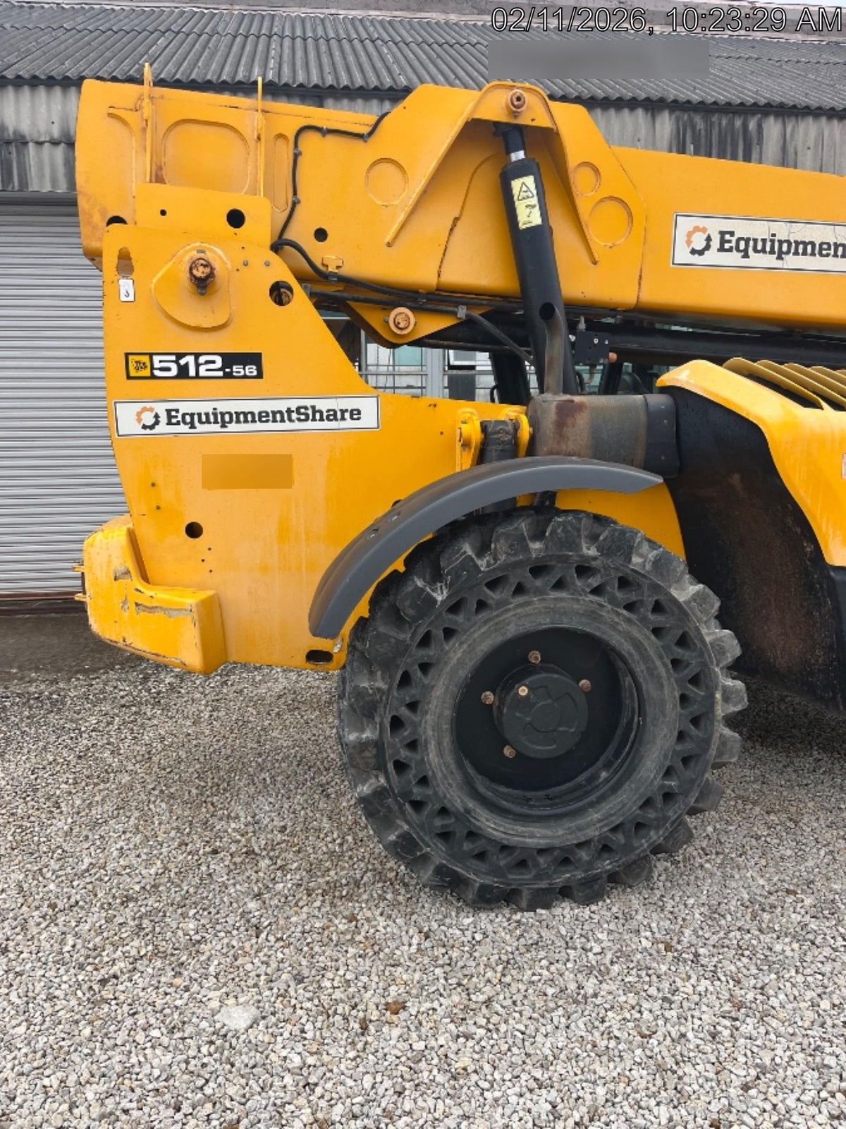 2019 JCB 512-56 74 HP w/CAB/HVAC, Beacon, Aux Hydraulics, Worklights, Solid Tires w/60" Carriage/Forks