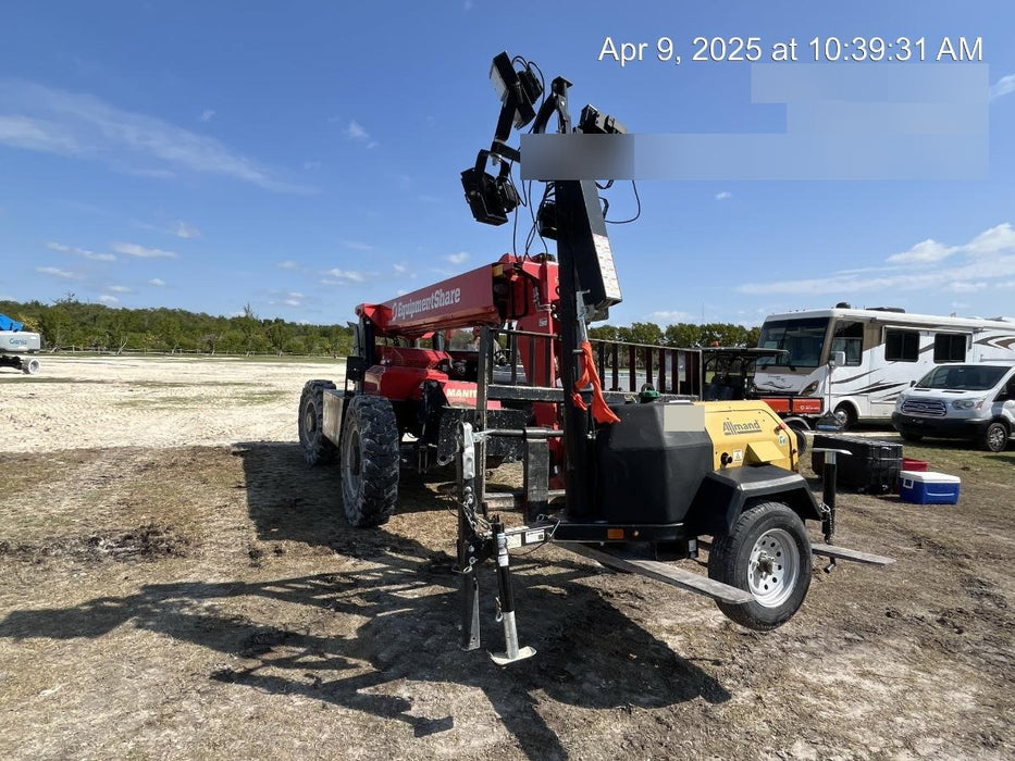 2022 Allmand NLV3GR (4) LED Light Fixture 350W, 23' Vertical Mast, 3kW Prime, Towable, Deep Sea L401, Leveling Jacks, Yanmar T4F 5.8hp