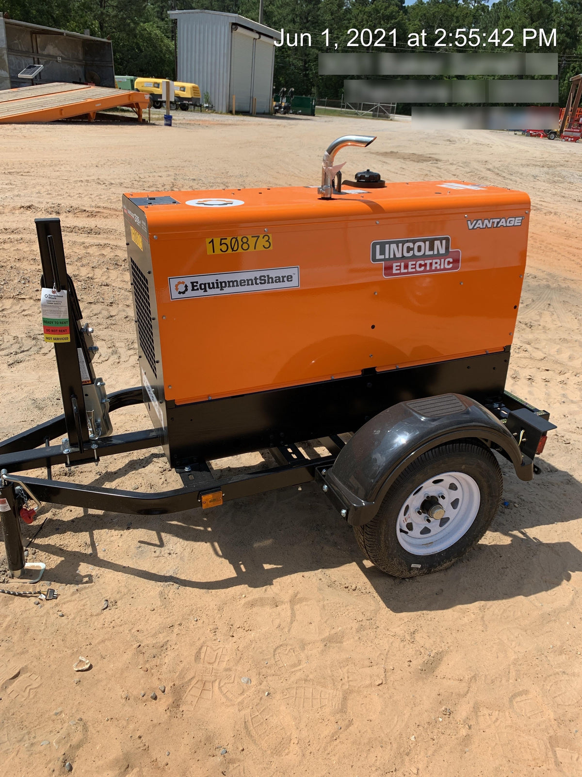 2021 Lincoln Electric Vantage 322 Vantage 322 Ready Pak 3 w/ Telematics & Decals, ORANGE (includes trailer, cable rack, fender light kit)