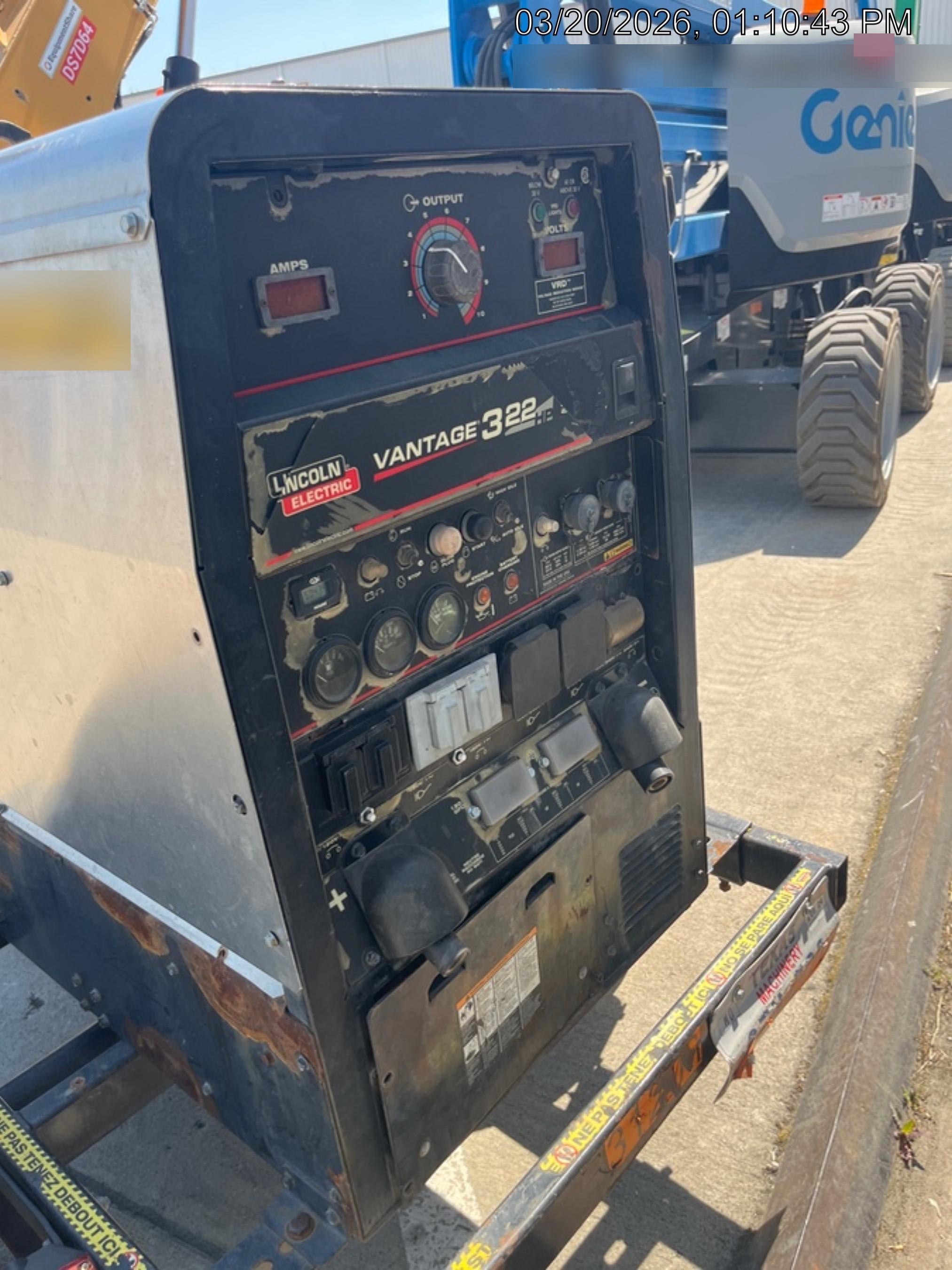 2019 Lincoln Electric Vantage 322 Welder Ready-Pak 3, Two wheel trailer, Fender and Light kit, Cable Rack