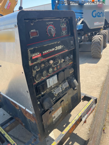 2019 Lincoln Electric Vantage 322 Welder Ready-Pak 3, Two wheel trailer, Fender and Light kit, Cable Rack