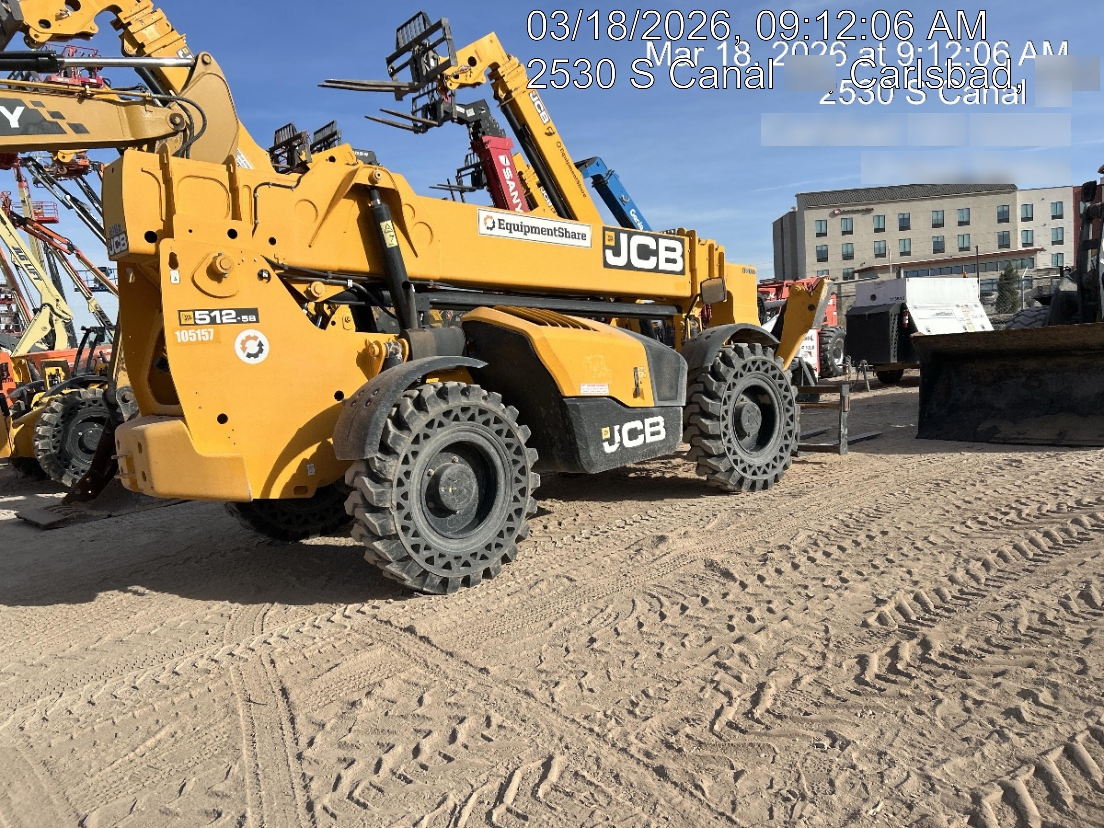 2020 JCB 512-56 Canopy, 74Hp, Solid Tires, Work Lights, Beacon, Aux Hydraulics, Back up Alarm, Lifting Eye, ES Decals