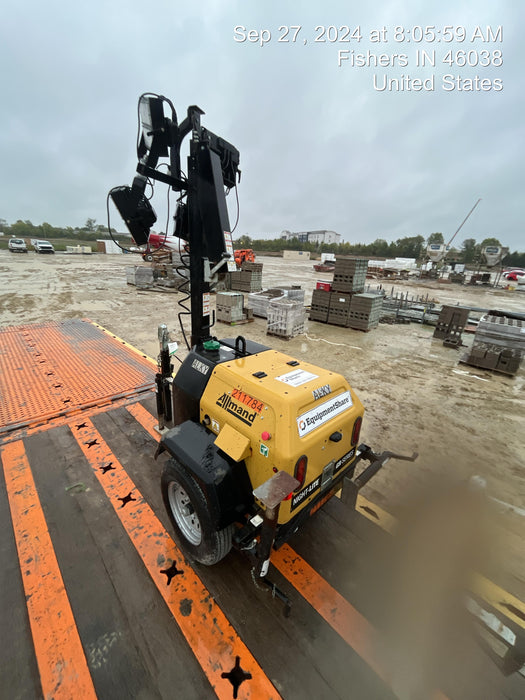 2022 Allmand NLV3GR (4) LED Light Fixture 350W, 23' Vertical Mast, 3kW Prime, Towable, Deep Sea L401, Leveling Jacks, Yanmar T4F 5.8hp