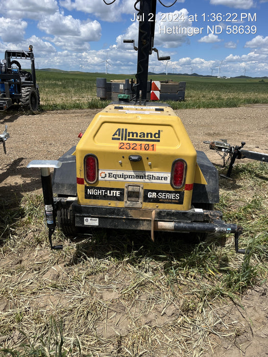 2022 Allmand NLV3GR (4) LED Light Fixture 350W, 23' Vertical Mast, 3kW Prime, Towable, Deep Sea L401, Leveling Jacks, Yanmar T4F 5.8hp