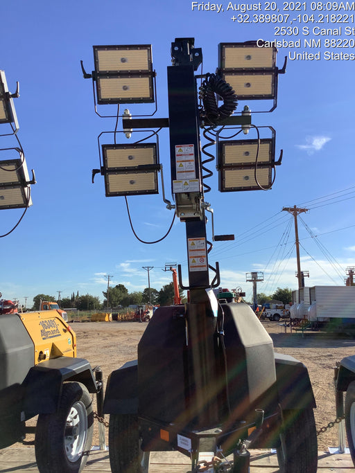 2021 Allmand NLV3GR (4) LED Light Fixture 350W, 23' Vertical Mast, 3kW Prime, Towable, Deep Sea L401, Leveling Jacks, Yanmar T4F 5.8hp