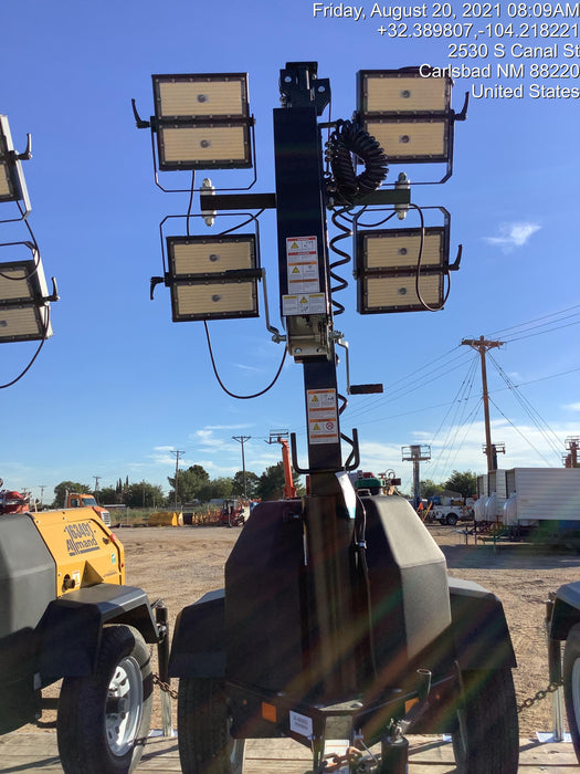 2021 Allmand NLV3GR (4) LED Light Fixture 350W, 23' Vertical Mast, 3kW Prime, Towable, Deep Sea L401, Leveling Jacks, Yanmar T4F 5.8hp