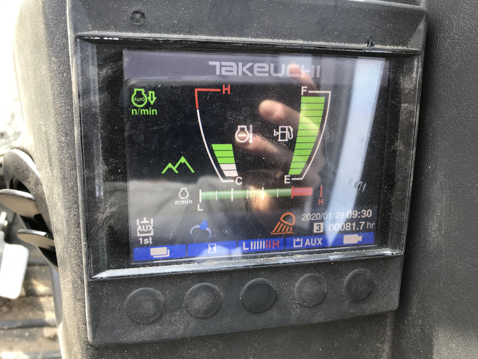 2019 Takeuchi TB290 Cab, AC, Rubber Tracks, Dozer Blade, Travel Alarm, Control Pattern Change Valve, Auxiliary Hydraulics w/18" Quick Coupler Bucket with teeth, 6.2 cu. ft. capacity/24" Quick Coupler Bucket with teeth, 8.6 cu. ft. capacity/36" Quick Coupler Bucket with teeth, 13.4 cu. ft. capacity, Quick Coupler, Hydraulic Thumb Installed