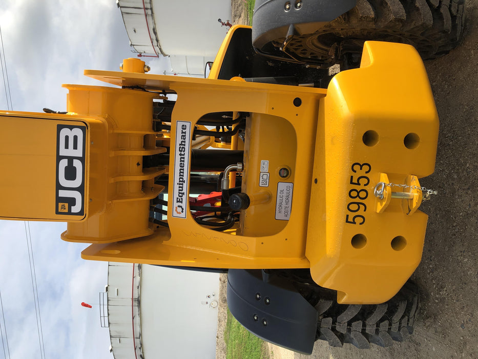 2020 JCB 510-56 Cab/Heat/Air, 74 HP, Solid Tires, STD Worklight, Beacon, Aux Hydraulics, Lifting Eye, Back up Alarm w/66" Carriage/60" Forks