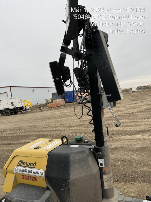 2022 Allmand NLV3GR (4) LED Light Fixture 350W, 23' Vertical Mast, 3kW Prime, Towable, Deep Sea L401, Leveling Jacks, Yanmar T4F 5.8hp