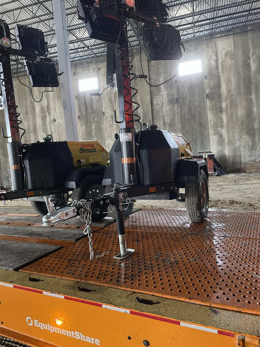 2022 Allmand NLV3GR (4) LED Light Fixture 350W, 23' Vertical Mast, 3kW Prime, Towable, Deep Sea L401, Leveling Jacks, Yanmar T4F 5.8hp