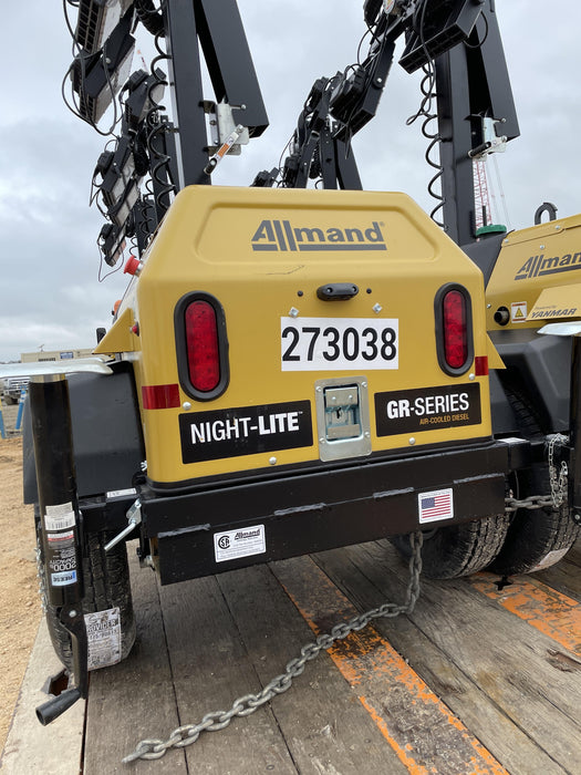 2022 Allmand NLV3GR (4) LED Light Fixture 350W, 23' Vertical Mast, 3kW Prime, Towable, ES Decals, T3
