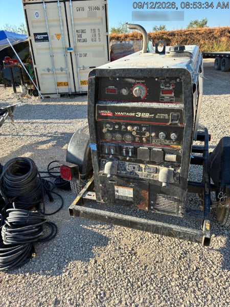 2019 Lincoln Electric Vantage 322 Welder Ready-Pak 3, Two wheel trailer, Fender and Light kit, Cable Rack