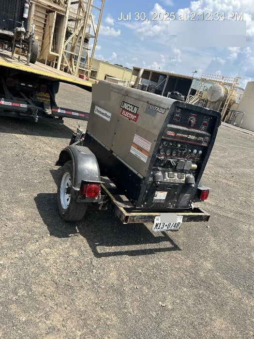 2019 Lincoln Electric Vantage 322 Welder Ready-Pak 3, Two wheel trailer, Fender and Light kit, Cable Rack