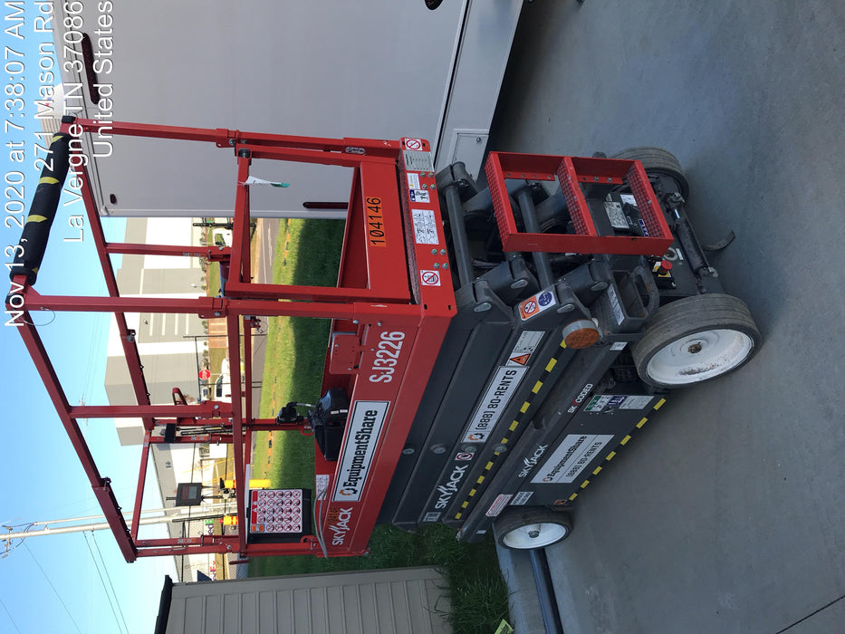 2020 Skyjack SJIII-3226 Solid NM Tires, Half height spring hinged entry gate, Dual Beacons