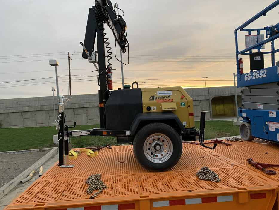 2020 Allmand NLV3GR (4) LED Light Fixture 350W, 23' Vertical Mast, 3kW Prime, Towable, Deep Sea L401, Leveling Jacks, Yanmar T4F 5.8hp