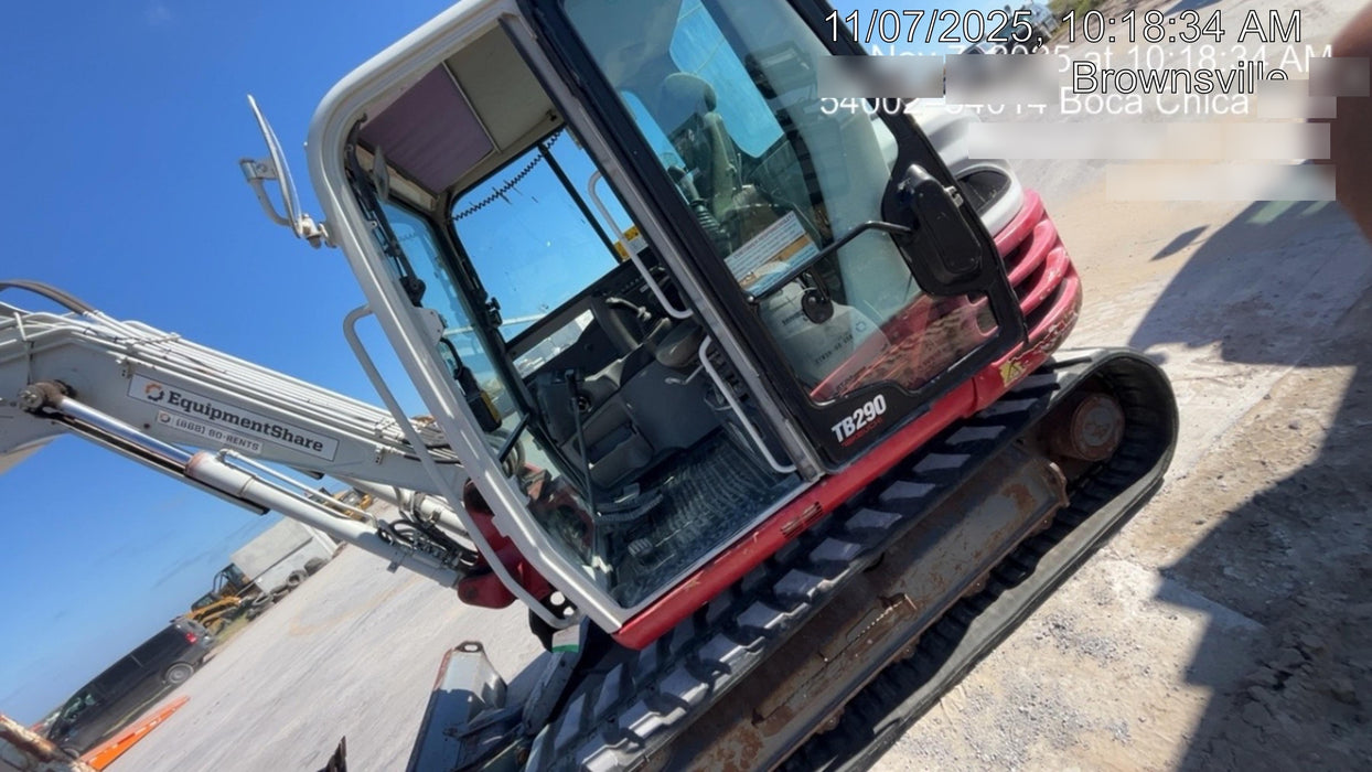 2019 Takeuchi TB290 Cab/Heat/AC w/Rubber Tracks, Auxiliary Hydraulics, Dozer Blade, Manual QC, 18/24/36" Buckets, Hydraulic Thumb Installed