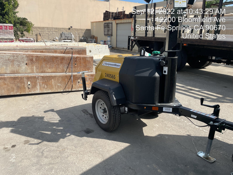 2022 Allmand NLV3GR (4) LED Light Fixture 350W, 23' Vertical Mast, 3kW Prime, Towable, Deep Sea L401, Leveling Jacks, Yanmar T4F 5.8hp