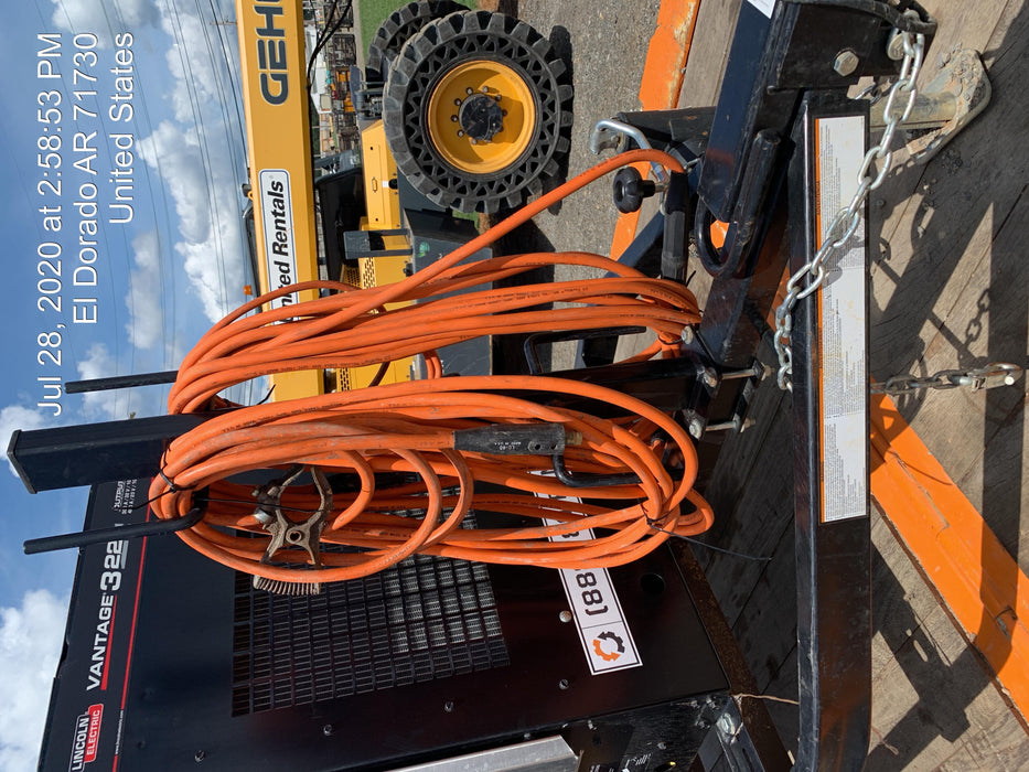 2019 Lincoln Electric Vantage 322 Ready-Pak 3, Two Wheel Trailer, Fender and Light Kit, Cable Rack