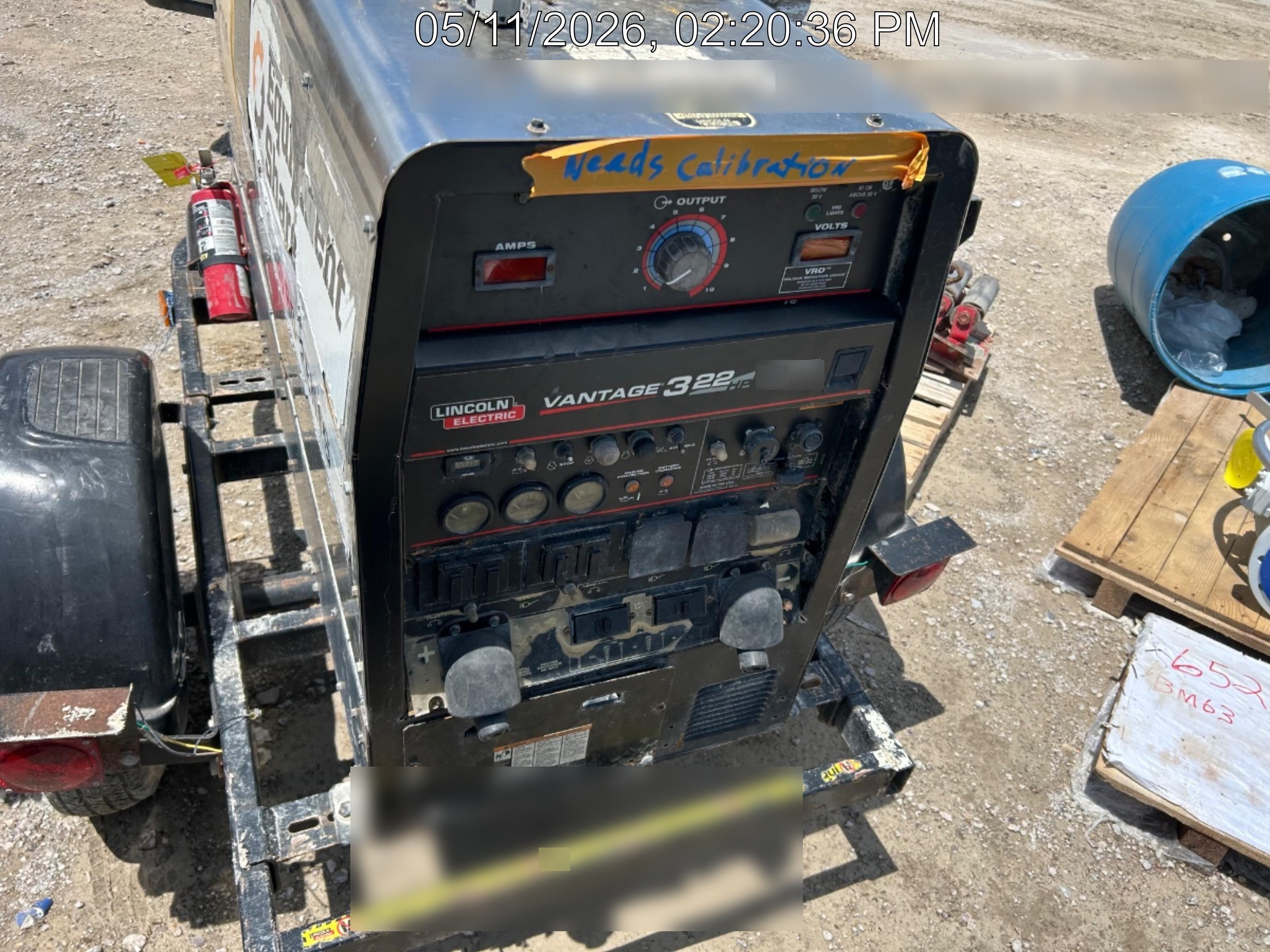 2019 Lincoln Electric Vantage 322 Welder Ready-Pak 3, Two wheel trailer, Fender and Light kit, Cable Rack