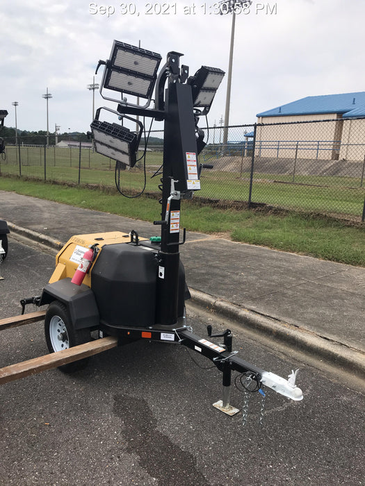 2021 Allmand NLV3GR (4) LED Light Fixture 350W, 23' Vertical Mast, 3kW Prime, Towable, Deep Sea L401, Leveling Jacks, Yanmar T4F 5.8hp