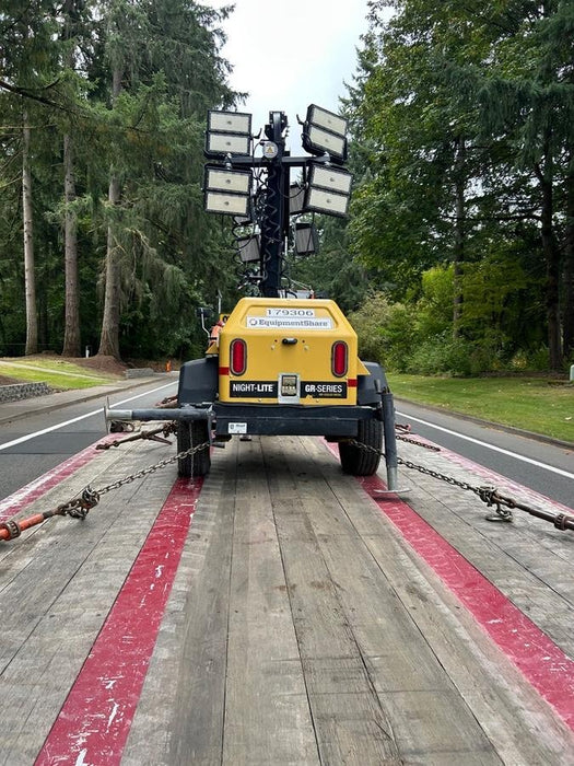 Allmand NLV3GR (4) LED Light Fixture 350W, 23' Vertical Mast, 3kW Prime, Towable, Deep Sea L401, Leveling Jacks, Yanmar T4F 5.8hp