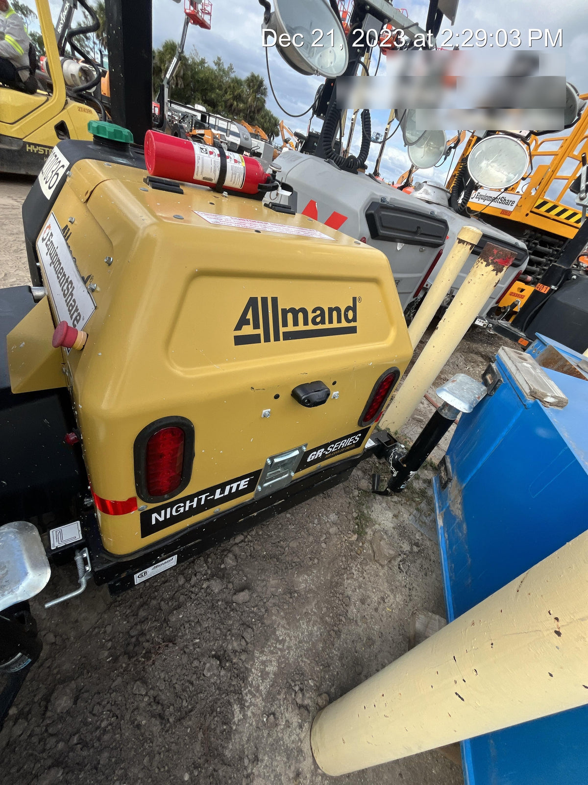 2022 Allmand NLV3GR (4) LED Light Fixture 350W, 23' Vertical Mast, 3kW Prime, Towable, Deep Sea L401, Leveling Jacks, Yanmar T4F 5.8hp