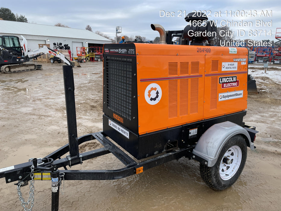 2021 Lincoln Electric Vantage 322 Vantage 322 Ready Pak 3 w/ Decals, ORANGE (includes trailer, cable rack, fender light kit) NO Telematics