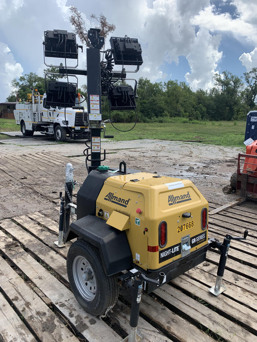 2022 Allmand NLV3GR (4) LED Light Fixture 350W, 23' Vertical Mast, 3kW Prime, Towable, Deep Sea L401, Leveling Jacks, Yanmar T4F 5.8hp