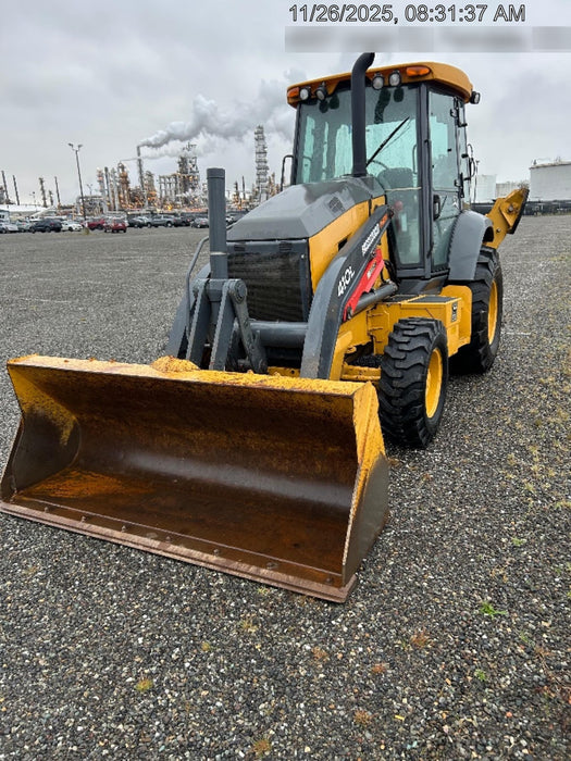 2020 John Deere 410L - Extendable Stick Cab/Heat/Air, 4WD, Extendable Stick, Pilot Controls, 2 Way Hydraulics, TAG Manual QC