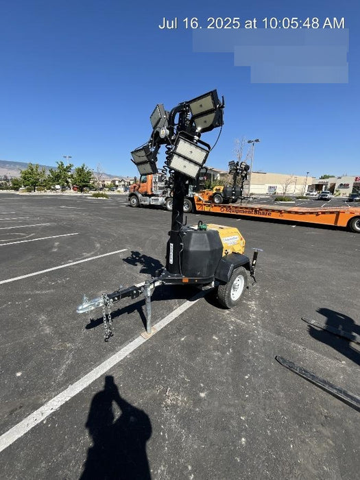 Allmand NLV3GR (4) LED Light Fixture 350W, 23' Vertical Mast, 3kW Prime, Towable, Deep Sea L401, Leveling Jacks, Yanmar T4F 5.8hp