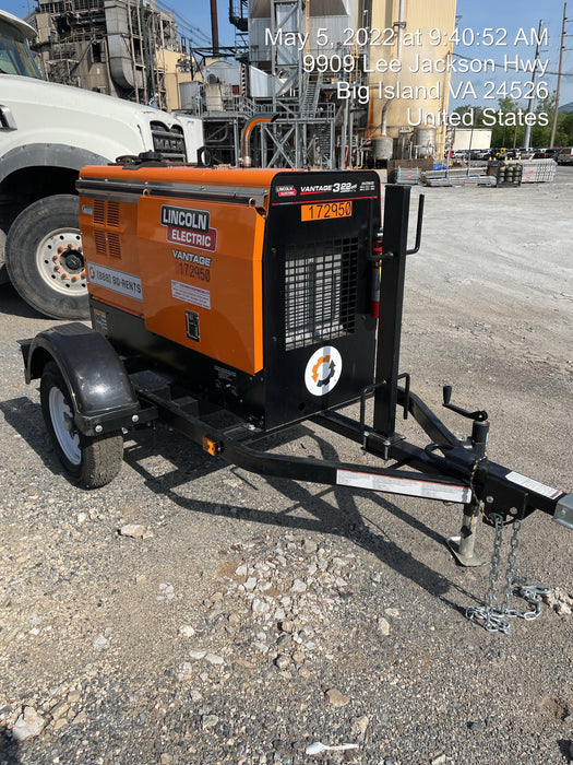 2021 Lincoln Electric Vantage 322 Vantage 322 Ready Pak 3 w/ Decals, ORANGE (includes trailer, cable rack, fender light kit) NO Telematics