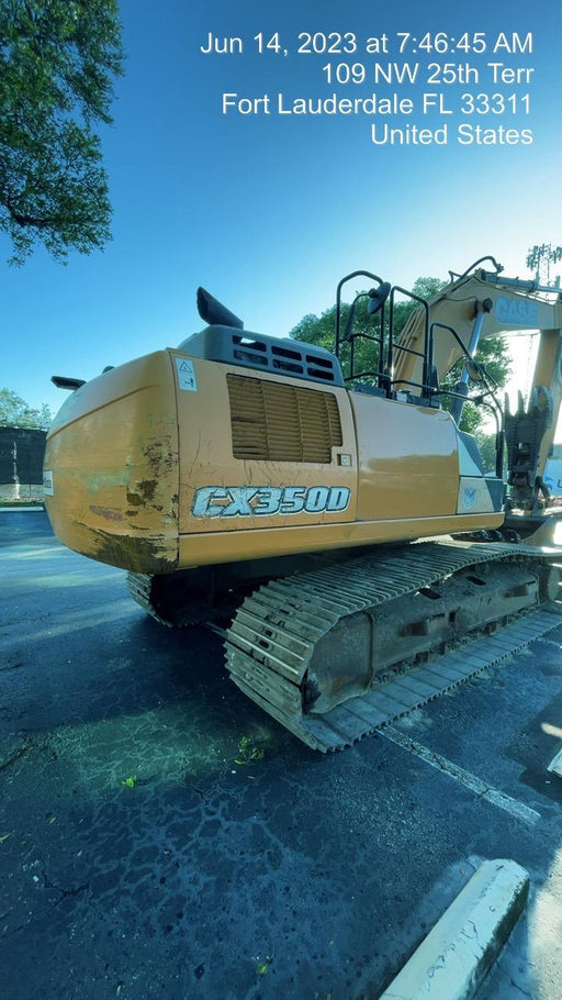 2016 Case CX350D CAB A/C, 13'-3" ARM, STEEL TRACKS, THUMB