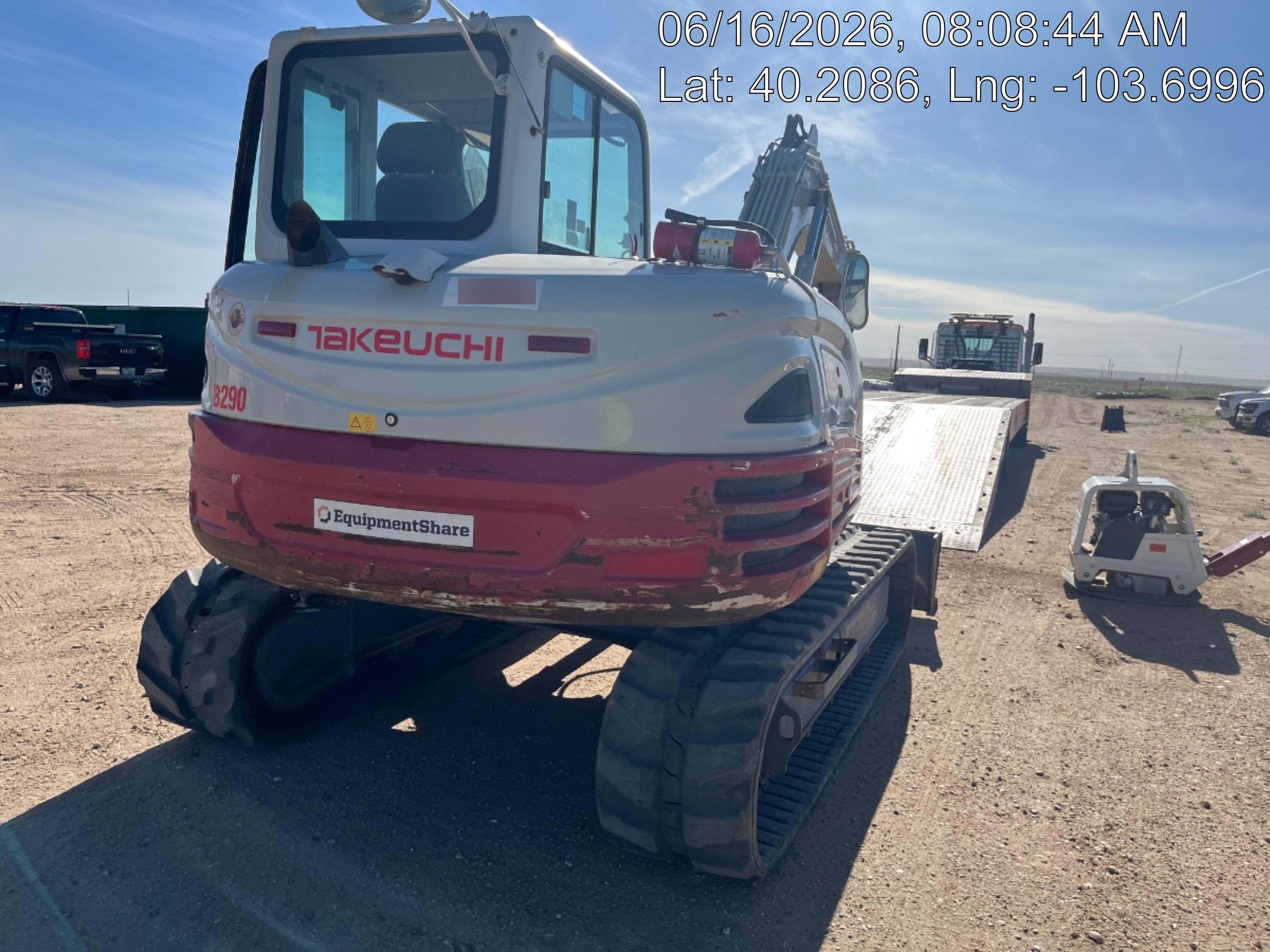 2019 Takeuchi TB290 Cab, AC, Rubber Tracks, Dozer Blade, Travel Alarm, Control Pattern Change Valve, Auxiliary Hydraulics w/18" Quick Coupler Bucket with teeth, 6.2 cu. ft. capacity/24" Quick Coupler Bucket with teeth, 8.6 cu. ft. capacity/36" Quick Coupler Bucket with teeth, 13.4 cu. ft. capacity, Quick Coupler, Hydraulic Thumb Installed