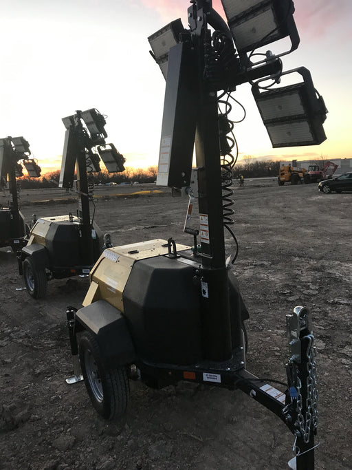 2022 Allmand NLV3GR (4) LED Light Fixture 350W, 23' Vertical Mast, 3kW Prime, Towable, Deep Sea L401, Leveling Jacks, Yanmar T4F 5.8hp